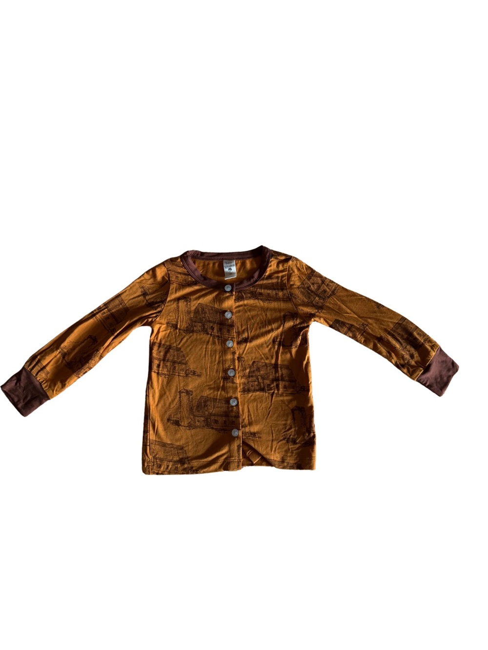 kate quinn - long sleeve cuffed button down tee | barn | bamboo - 2T